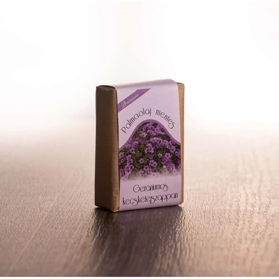 Pálmaolaj mentes Gerániumos kecsketej szappan - kézműves (100 g)