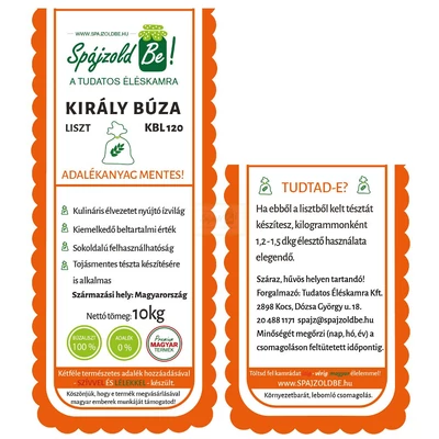 Spájzold Be! Király búza liszt KBL 120 - 10 kg  (PAPÍRZSÁKBAN)